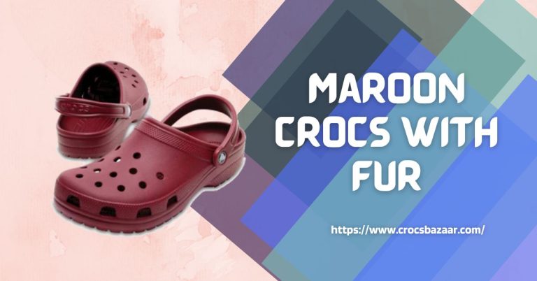 Maroon crocs with fur