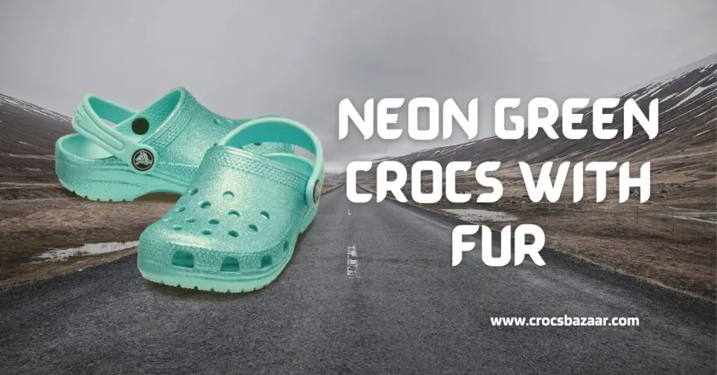 green crocs with fur