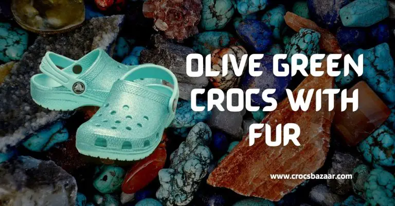 Olive green crocs with fur
