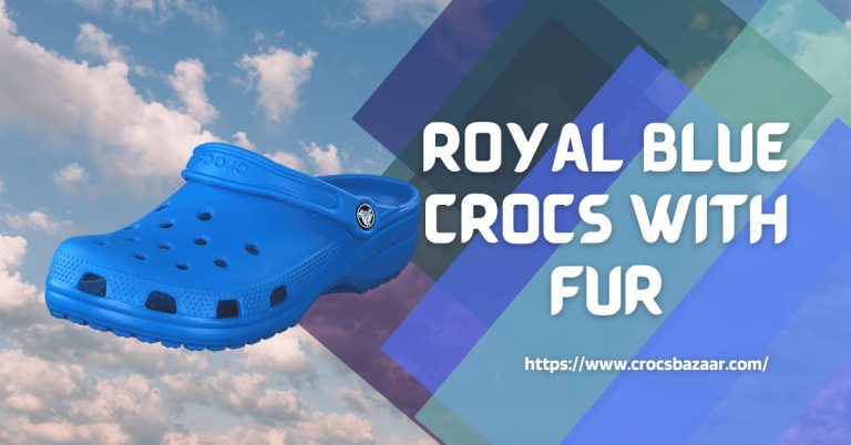 Royal blue crocs with fur