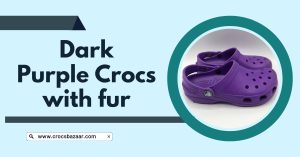 dark purple crocs with fur